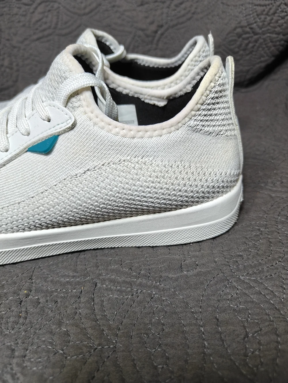 VESSI Weekend Waterproof White Knit Casual Off White Lace Up Sneaker Women's 7
